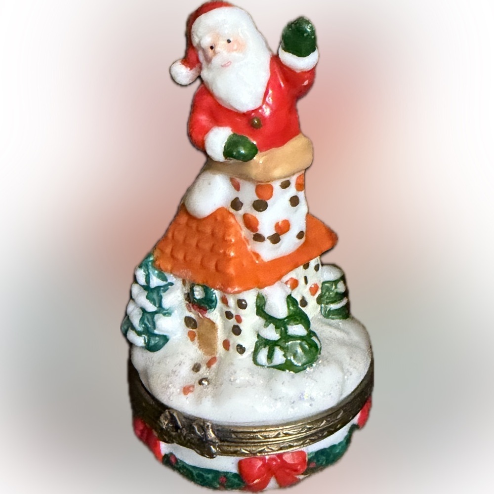 Vintage Christmas Santa Small Trinket Box